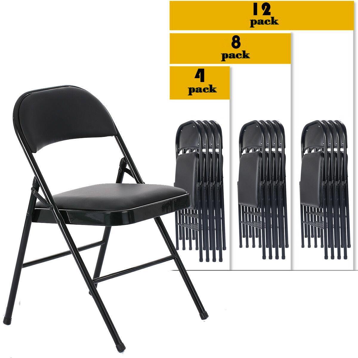 4/8/12 PACK Folding Chair Fabric Upholstered Padded Seat Metal Frame Home Office gallery
