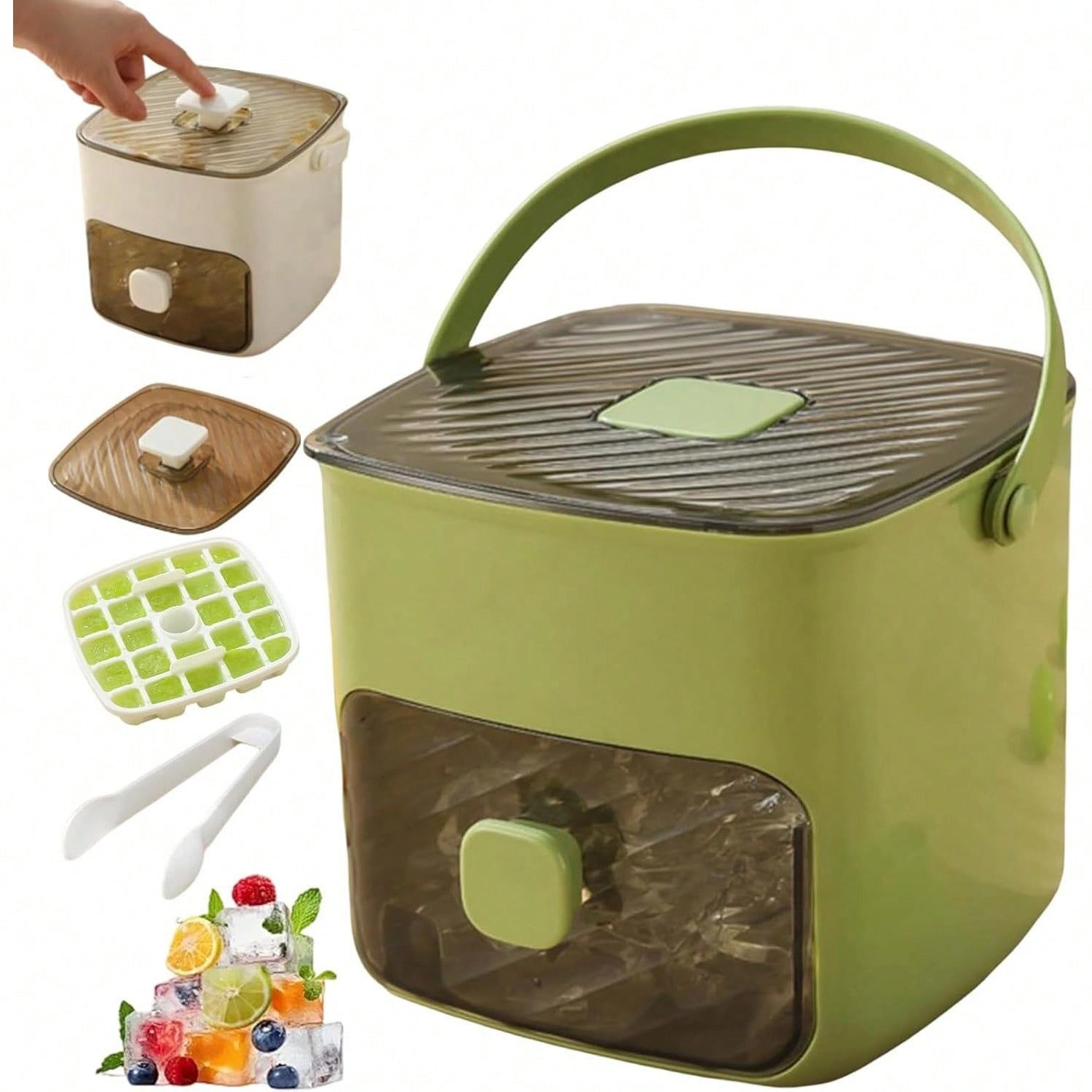 Portable Ice Cube Maker Machine with One-Touch Press Double Layer 48 Ice Cubes gallery