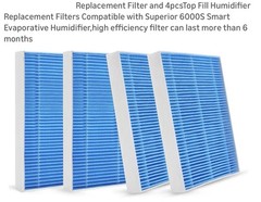 4 Pieces Replacement Filter and Top Fill Humidifier, Compatible 6000S, 6 Months