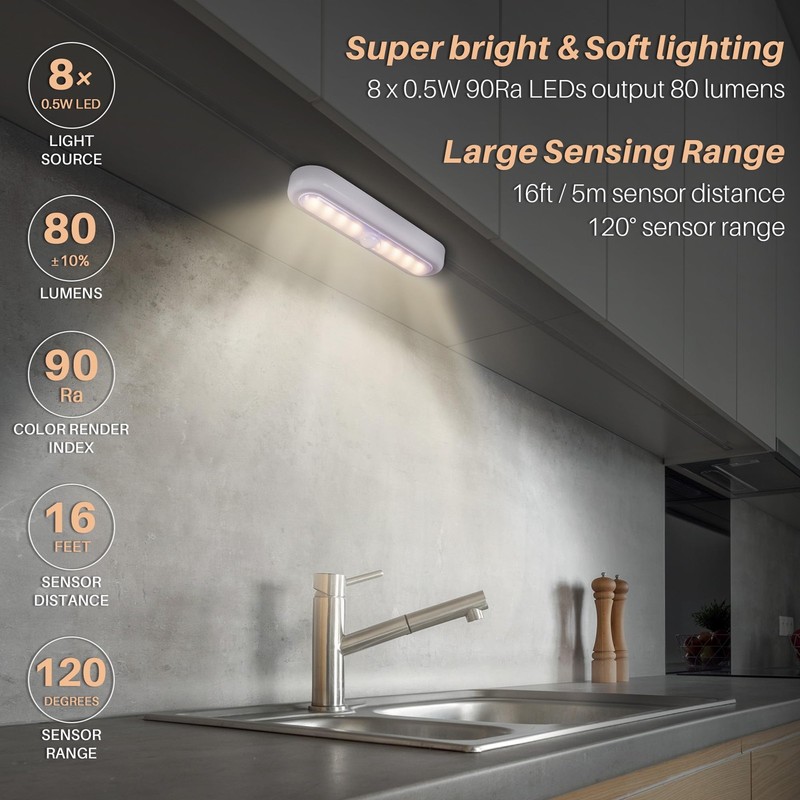 STARSPANGLED 3 Pack 7” Motion Sensor Lights Indoor Battery Operated, Stick on... gallery