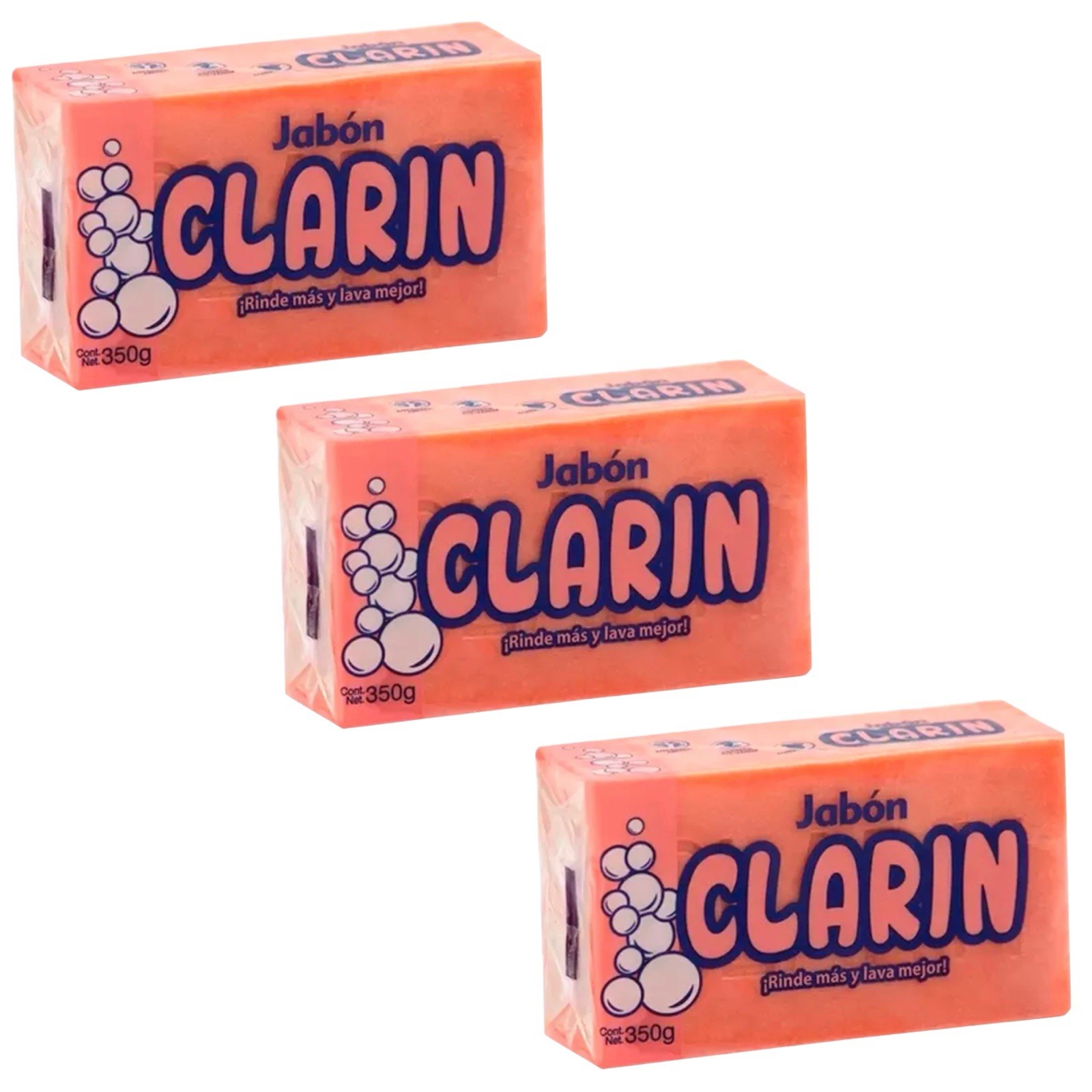 3X CLARIN Rosa para Manchas Difíciles 🇲🇽 Bar Laundry Soap, 350g, 3 Pack gallery