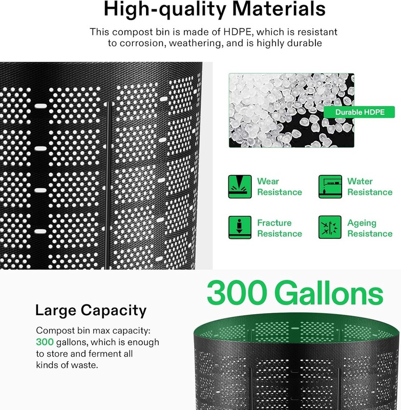 300 Gallon Outdoor Compost Bin Expandable Composter Easy to Setup & Large gallery