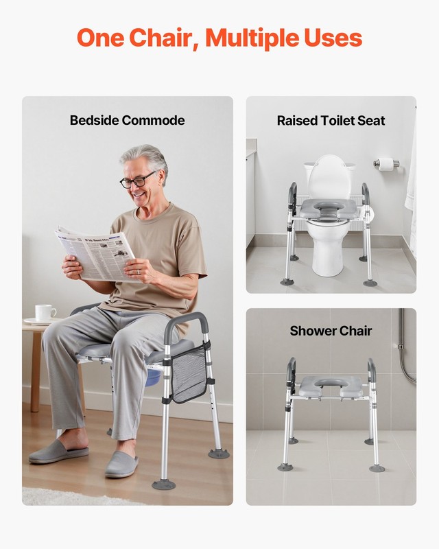 Bedside Commode Chair, 500 lbs Capacity, 4-in-1 Portable Toilet and Raised Toile gallery
