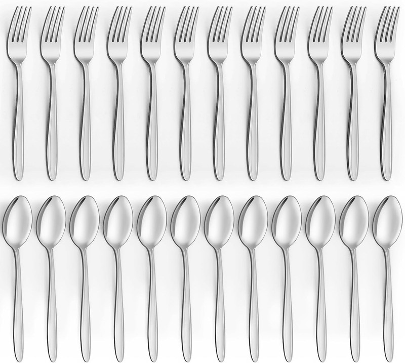 Forks and Spoons Silverware Set - 24-Piece Food Grade Stainless Steel Silverw... gallery