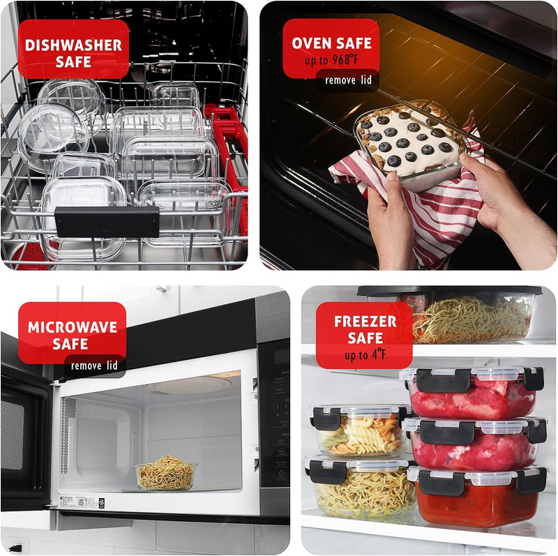 48Pc Glass Storage Containers with Lids, 24 Set Glass Food Storage Containers wi gallery