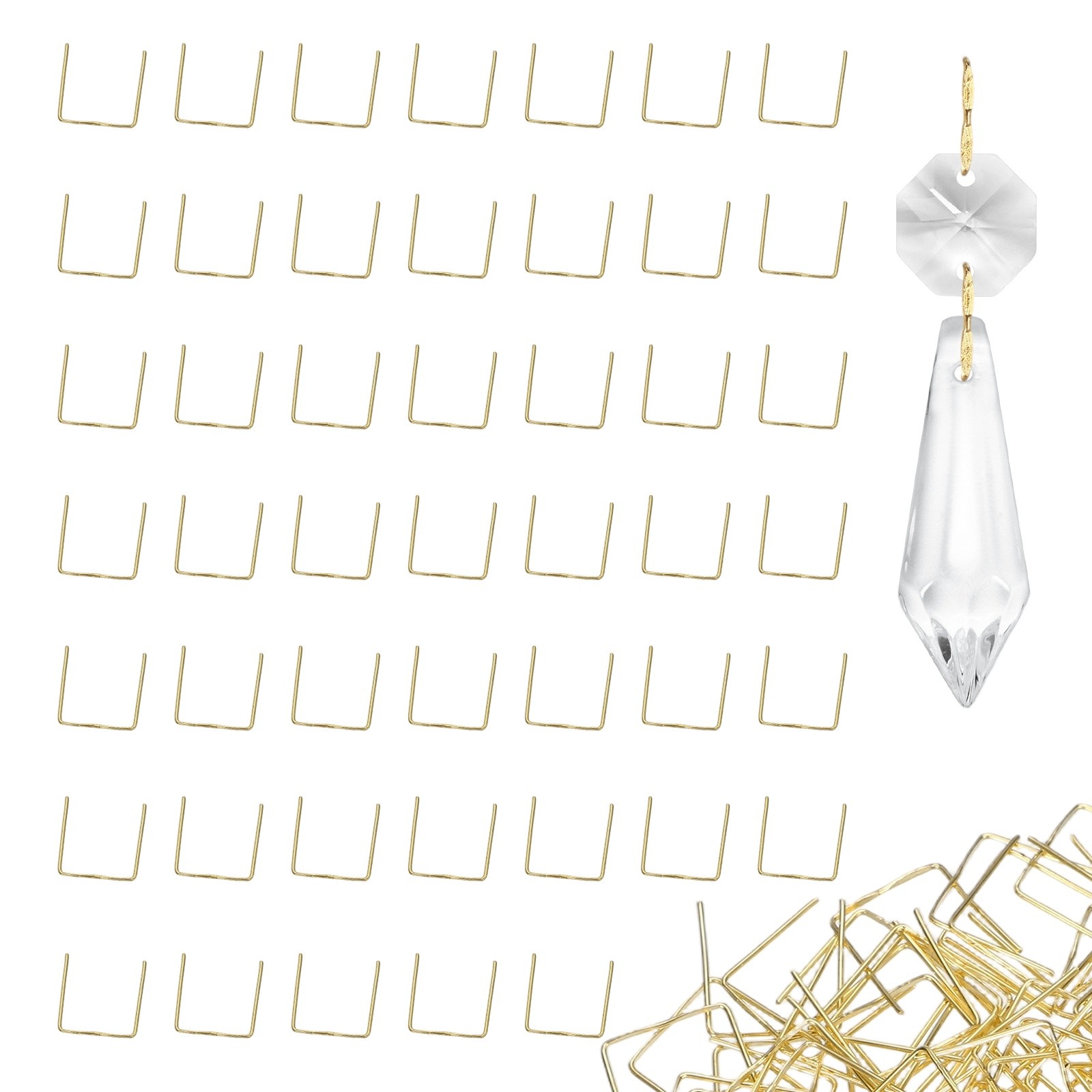 175 Pack 0.75 x 0.71 Inch Fasten Chandelier Crystal Hooks [Copper, Gold] gallery