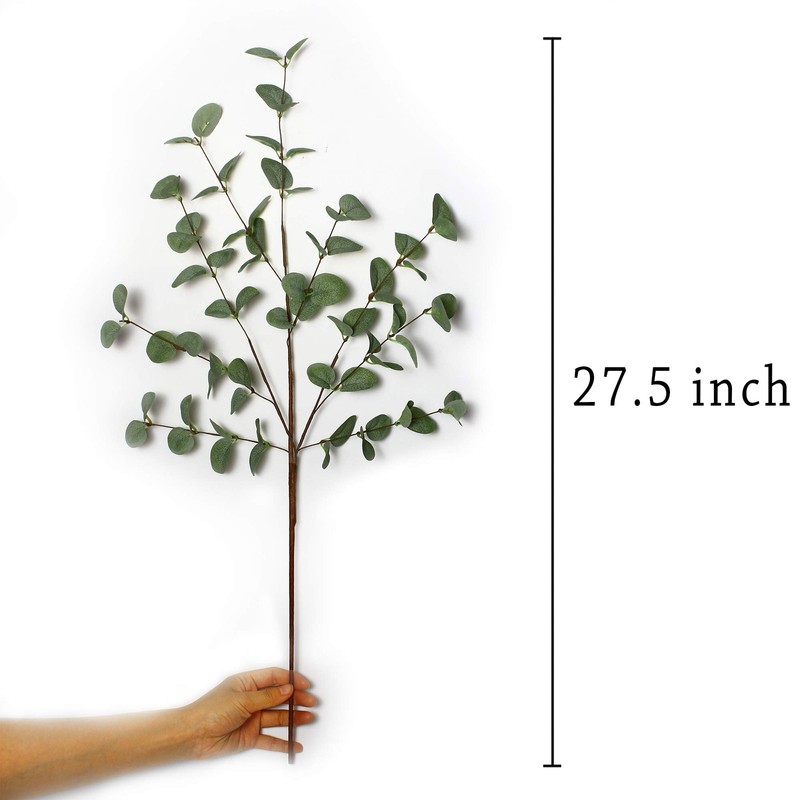 6 Pcs 27" Eucalyptus Stems Greenery Stems Eucalyptus Leaf Spray in Green Silk... gallery