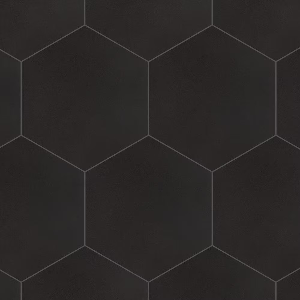 Textile Basic Hex Black 8-5/8 In. X 9-7/8 In. Porcelain Floor and Wall Tile (11.