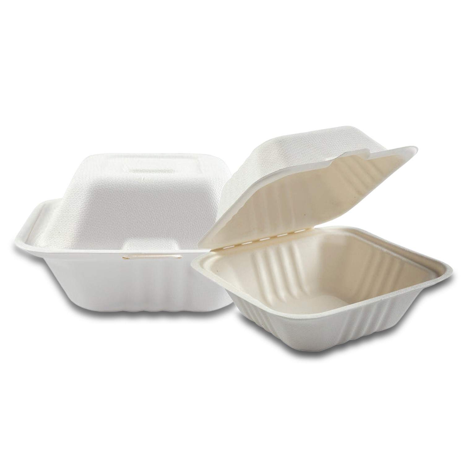 FPN Paper Clamshell Boxes Compostable Takeout Boxes ( 6x6 - 75/150 Ct) gallery