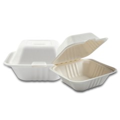 FPN Paper Clamshell Boxes Compostable Takeout Boxes ( 6×6 – 75/150 Ct)