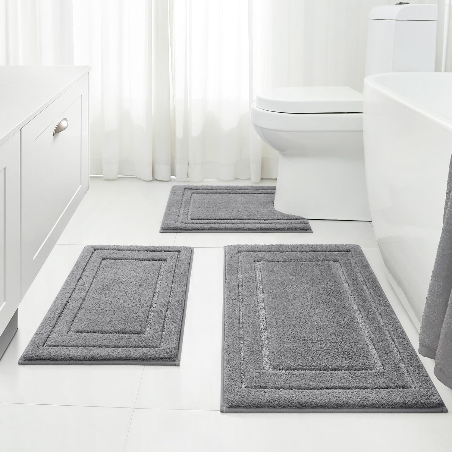 HOMEIDEAS Bathroom Rugs Sets 3 Piece, Super Soft and Absorbent Non Slip Microfib gallery