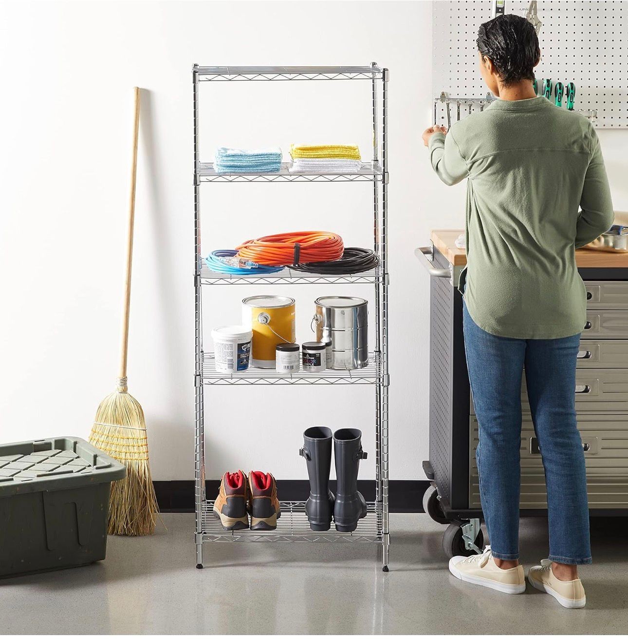 4-Shelf Adjustable Storage Shelving Unit For Garage, Steel Wire, 200 Pound Load gallery