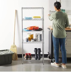 4-Shelf Adjustable Storage Shelving Unit For Garage, Steel Wire, 200 Pound Load