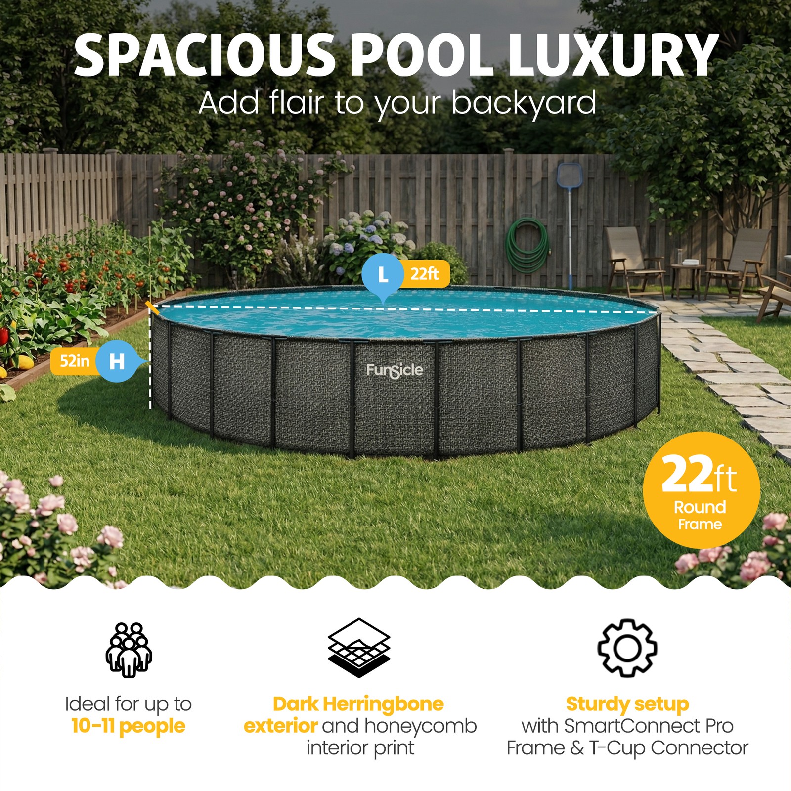 Funsicle 22' x 52" Oasis Designer Round Above Ground Pool, (Open Box) gallery