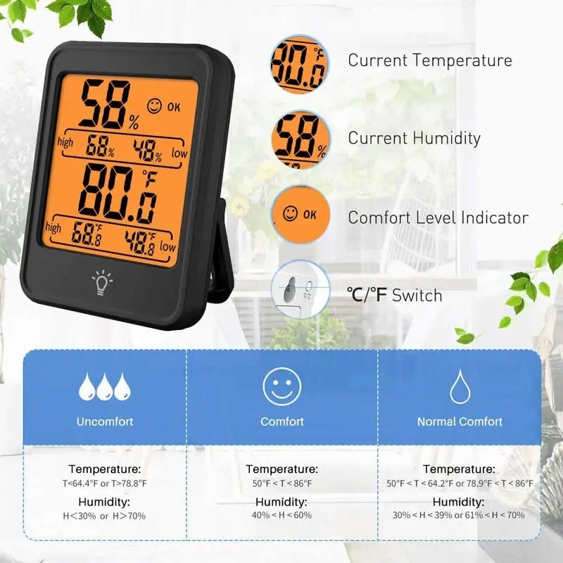 Digital LCD Thermometer Clock Wireless Indoor/Outdoor Temperature Meter Gauge US gallery