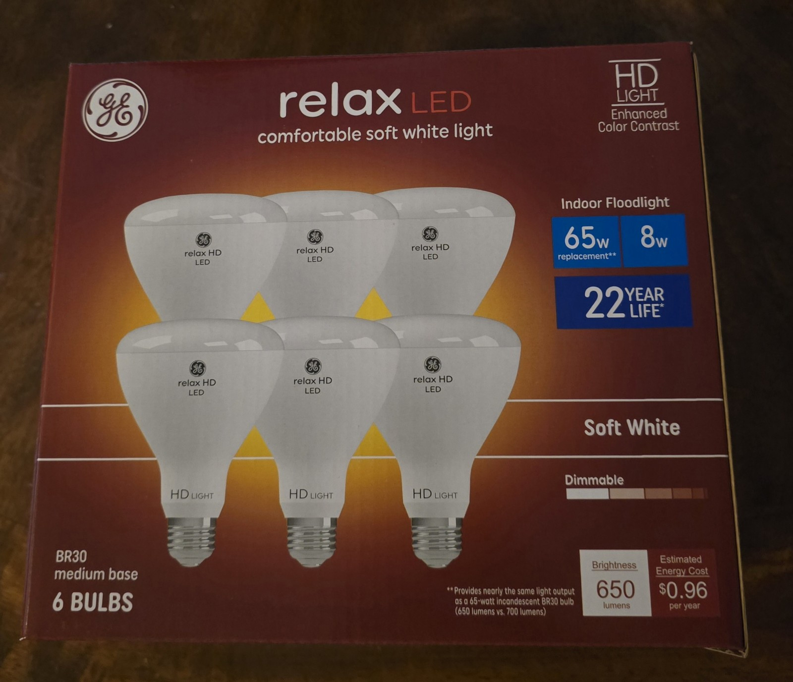 GE Relax 6-Pack 65 W Equivalent Dimmable Soft White Br30 LED Light Fixture Li... gallery