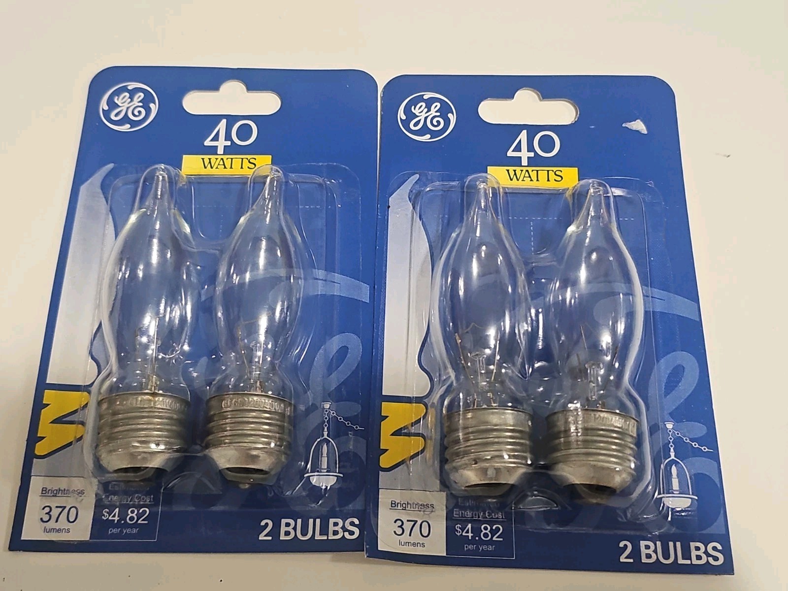 4 GE Light Bulbs 40Watts Bent Tip Crystal Clear Medium Base Decorative NEW 2-pk gallery