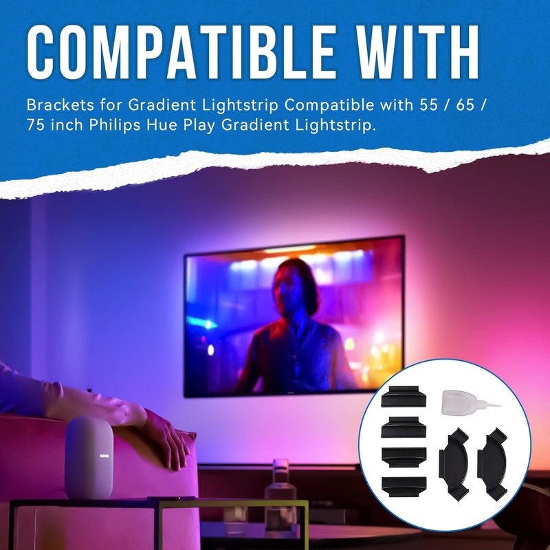 Gradient Lightstrip Brackets For Philips Hue Play Gradient Lightstrip,55/65/75in gallery