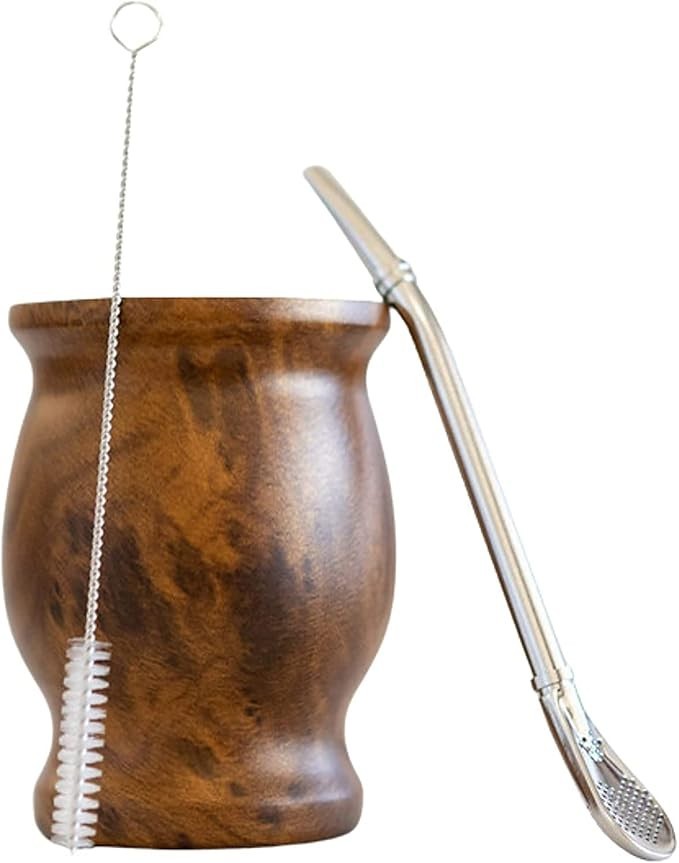 Yerba Mate Gourd Set (Original Natural Handmade Yerba Mate Cup Argentina) - Incl gallery