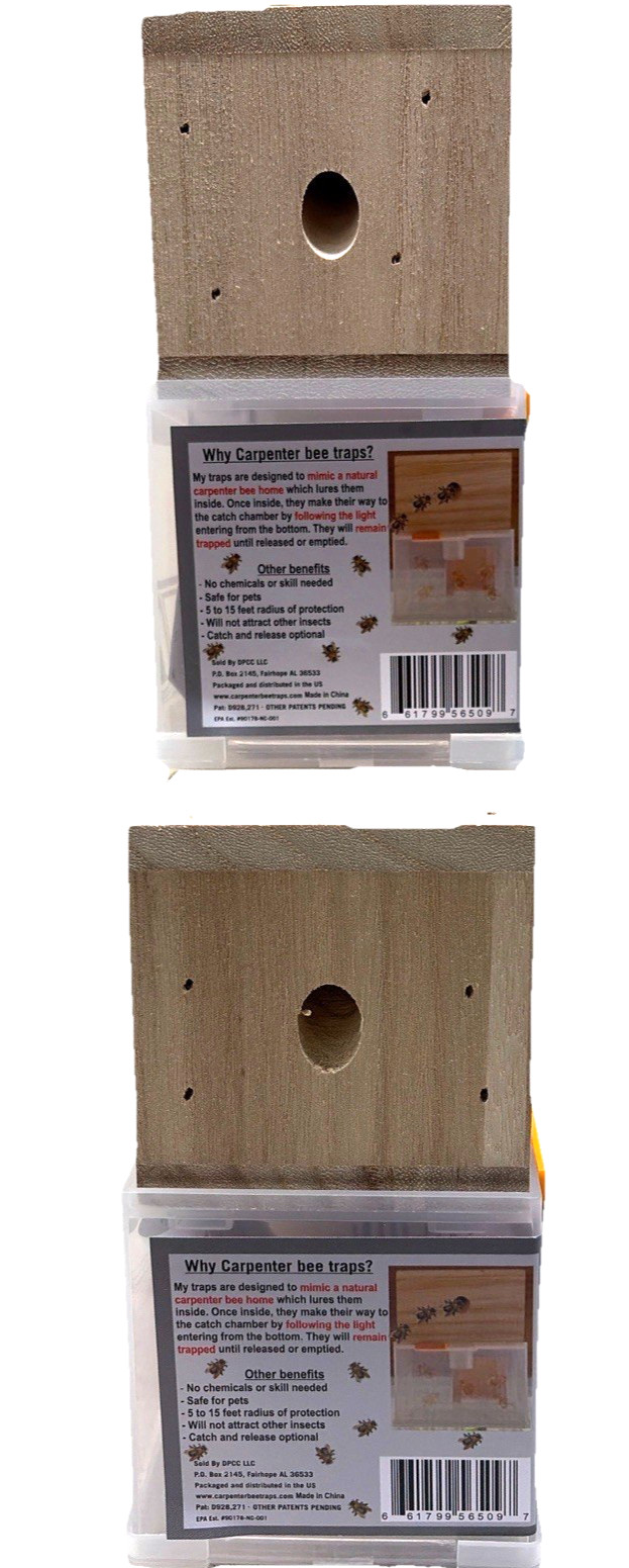 Bees N Things Carpenter Bee Trap Lot of 3 Wooden Outdoor Bee Catchers gallery