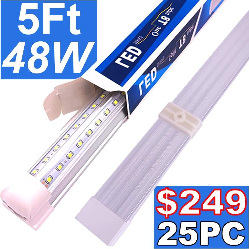 25PACK 5FT T8 LED Tube Light Bulbs 6500K Integrated LED Shop Light Fixture gallery