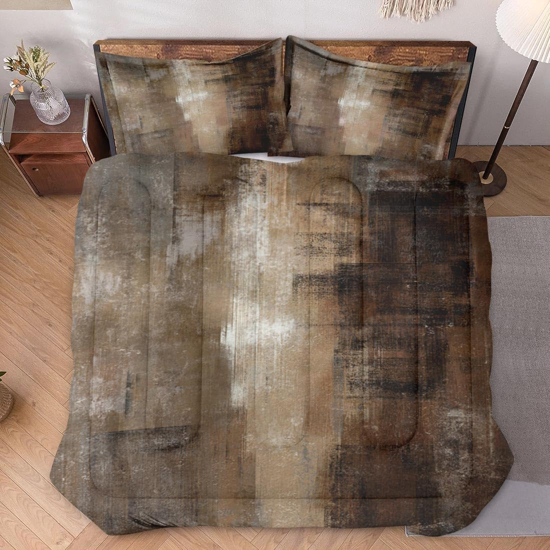 Ombre Brown Grey King Size Comforter Set with 2 Pillowcases for All Ages gallery