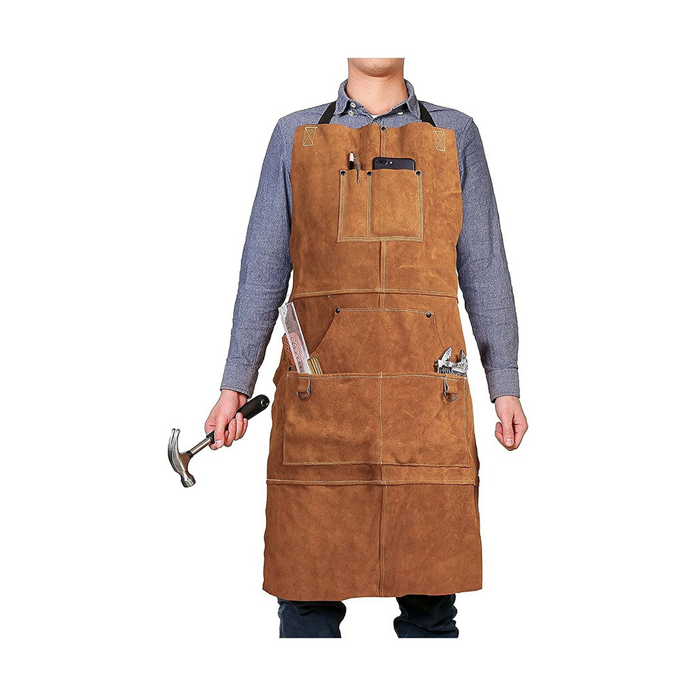 Woodworking Aprons Welding Thick Leather Apron for Men Big and Tall with Pockets gallery