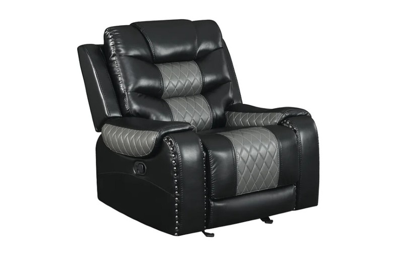 NEW Two-Tone 3PC Leather Black Gray Sofa Loveseat Chair 5-Recliner Living Room gallery