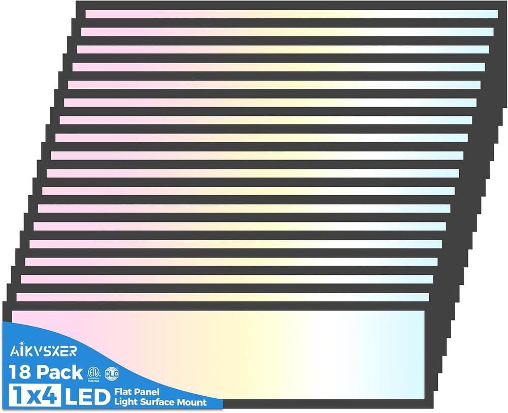2PACK 1X4 LED Flat Panel Light Surface Mount Ceiling Light Black, 5500LM 50W TRI