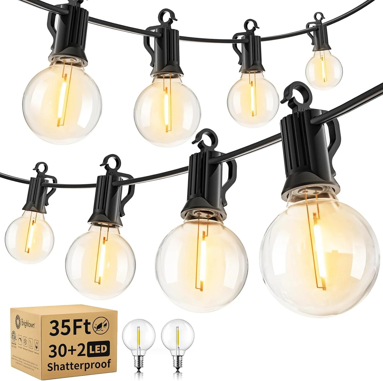 Brightown Outdoor String Lights - Waterproof Globe Patio Lights 35 Ft with 30 G4 gallery
