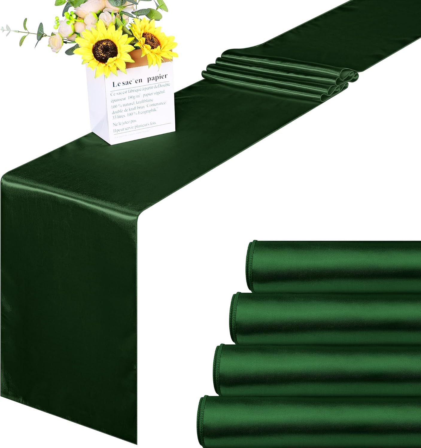 4 Pack Satin Table Runner 12 x 108Inch Long Bright Silk and Smooth Fabric Party gallery
