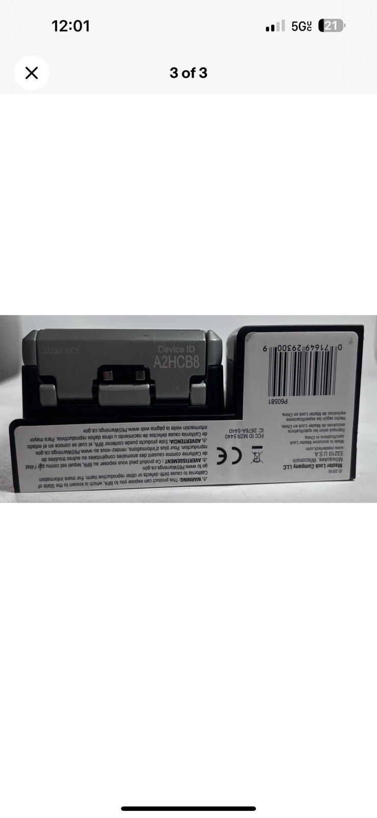 Master Lock 5440D 3-1/4-inch Wide Bluetooth Electronic knob Mount Lock Box New gallery