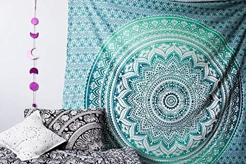 Indian Traditional Mandala Hippie Wall 40"L x 30"W Classic Green Ombre gallery