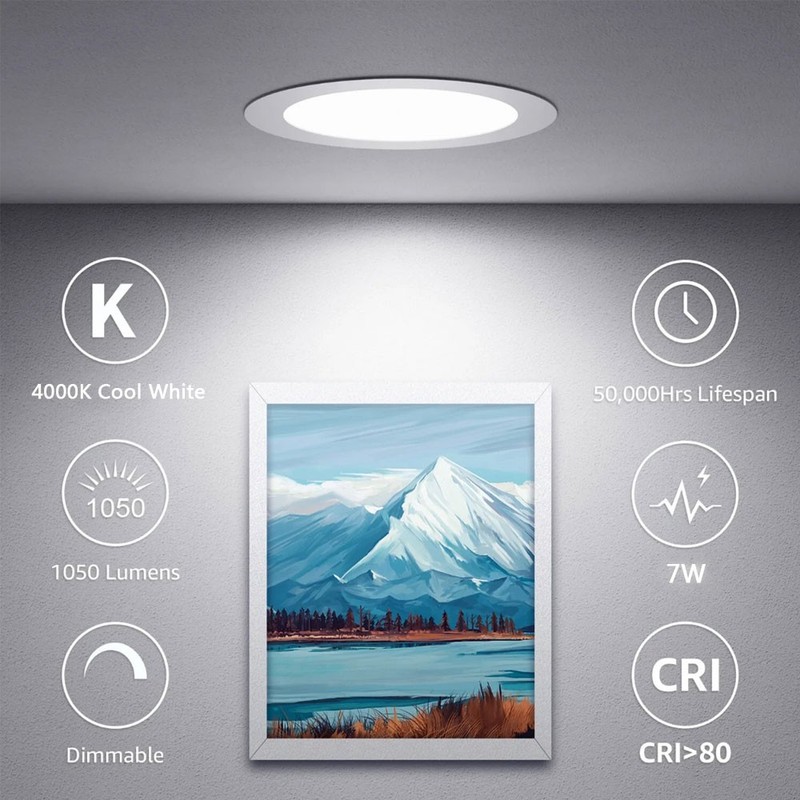10PCS 7W LED Ceiling Light Dimmable Downlight Panel Light Spotlight 85-265V US gallery