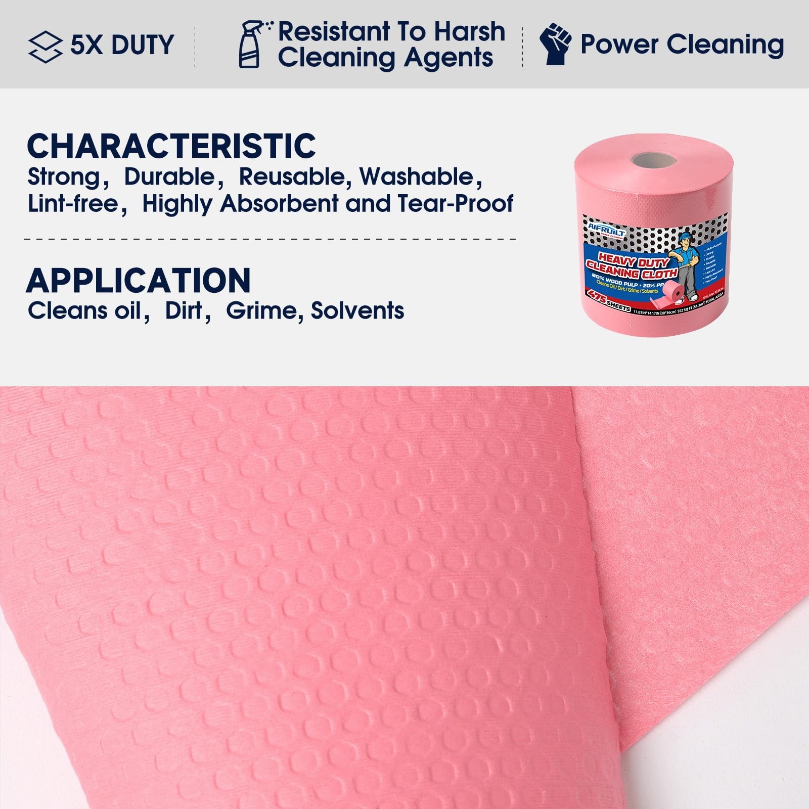 Power Cleaning Multi-task Shop Towels Remove Dirt Oil Grime Heavy Duty Worksh... gallery