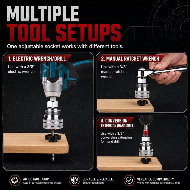 10-19mm Universal Socket Tool Adjustable Multifunction Wrench Sleeve Adapter Kit gallery