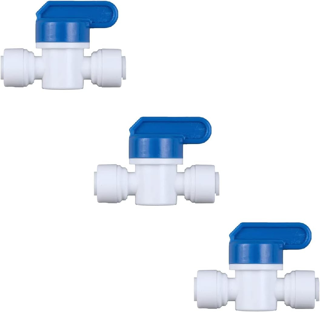 3 Pack Push-To-Connect Plastic Shut off Valve Fitting (1/4-In OD X 1/4-In OD, In gallery