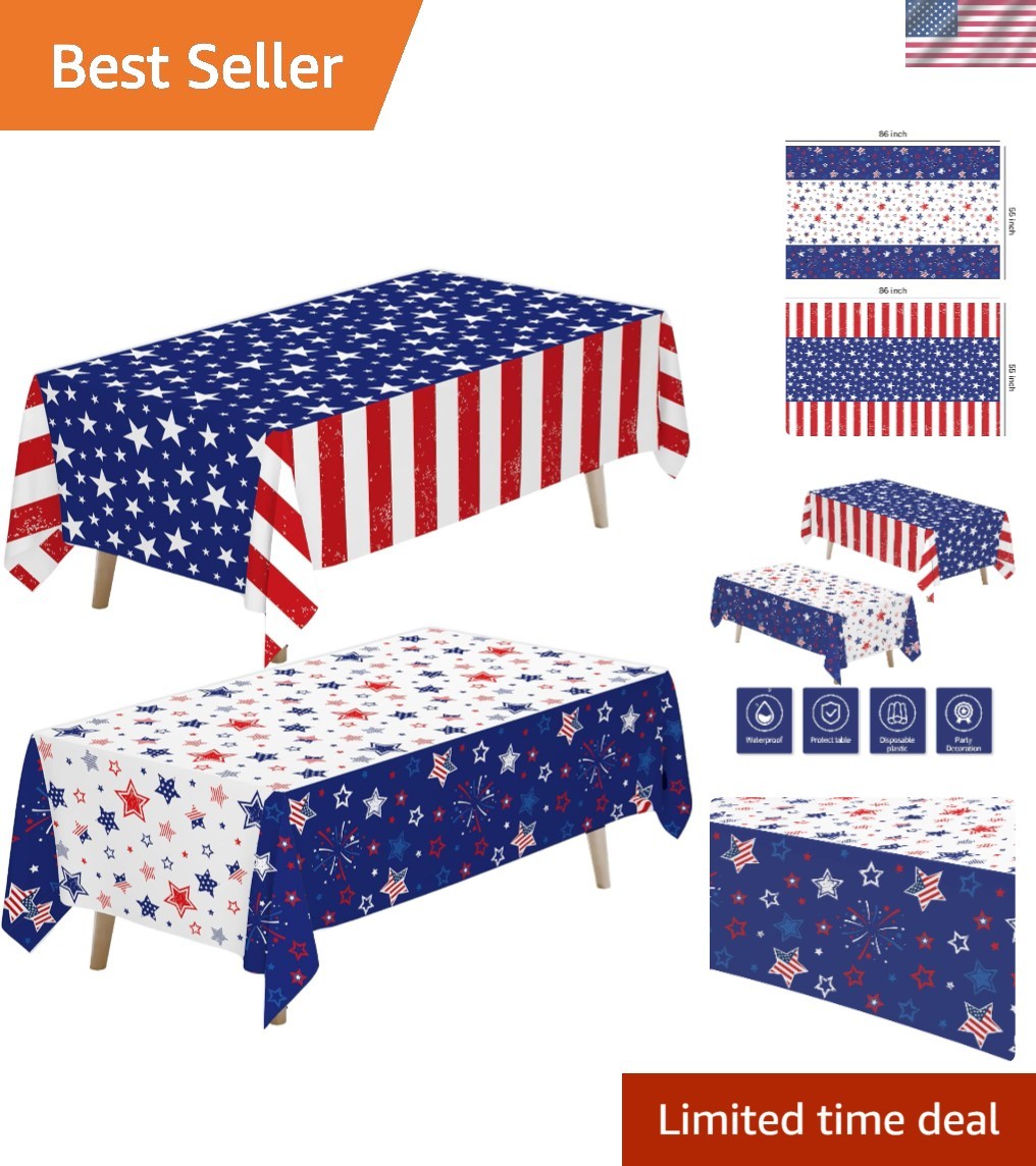 Disposable Stars & Stripes Tablecloth Set - Easy Cleanup for Patriotic Picnics gallery
