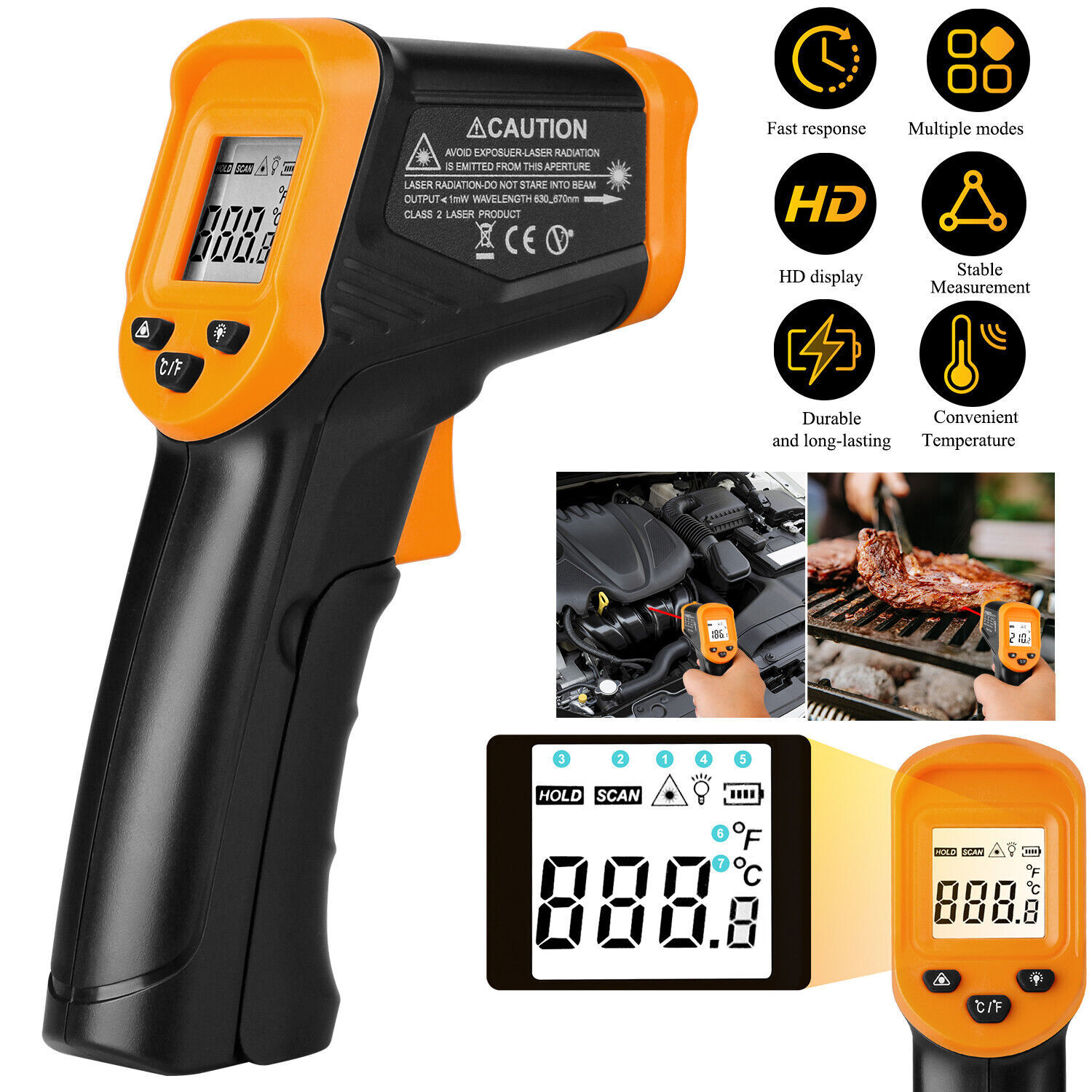 Digital Infrared Thermometer Temperature Gun Laser IR Cooking -50°C-550°C US gallery