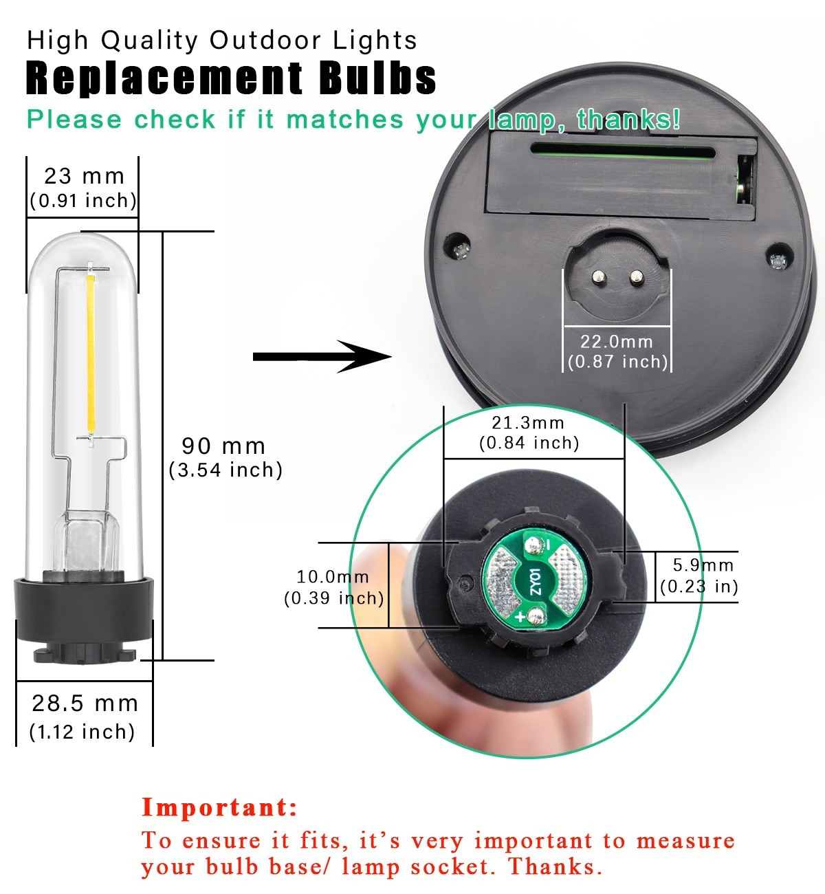 Solar Light Bulb for Hampton Bay Solar Light, 3 Volts Pathway Light Bulb, 1 Pack gallery