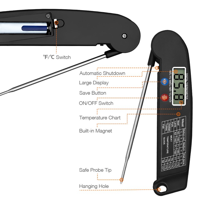 Instant Read Digital Meat Thermometer BBQ Grill Smoker For Kitchen Food Cooking gallery
