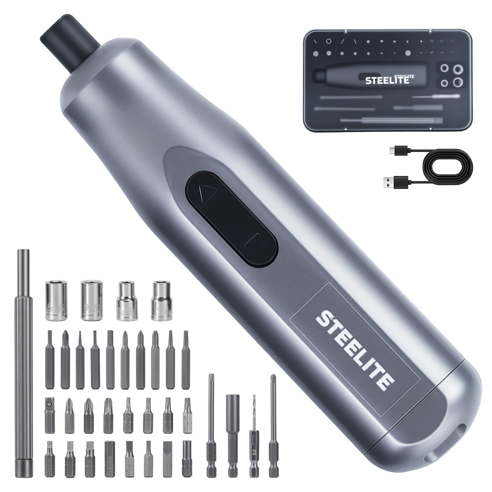 Screwdriver Set, 35 in 1 Cordless Lithium Kit, 250 RPM, 2–10 N·m Torque, USB ... gallery