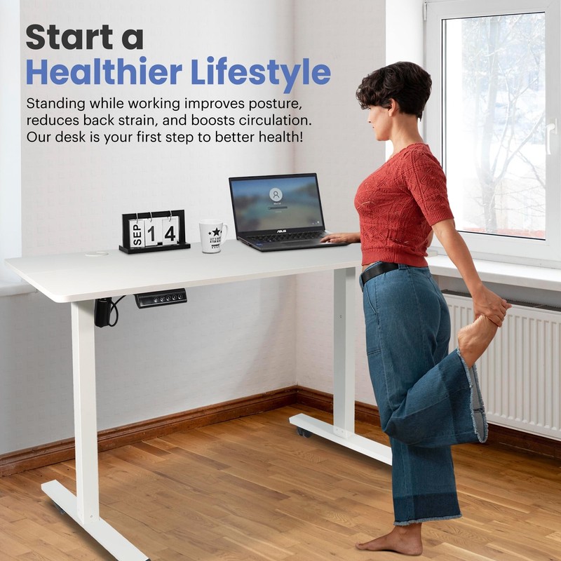 47 x 24 Inch Adjustable Height Standing Desk Computer Office Gaming Table White gallery