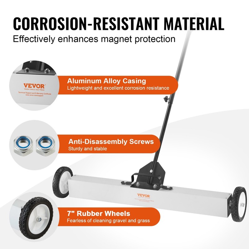55Lbs Rolling Magnetic Sweeper with Wheels,Push-Type Magnetic Pick Up Sweeper, 3 gallery