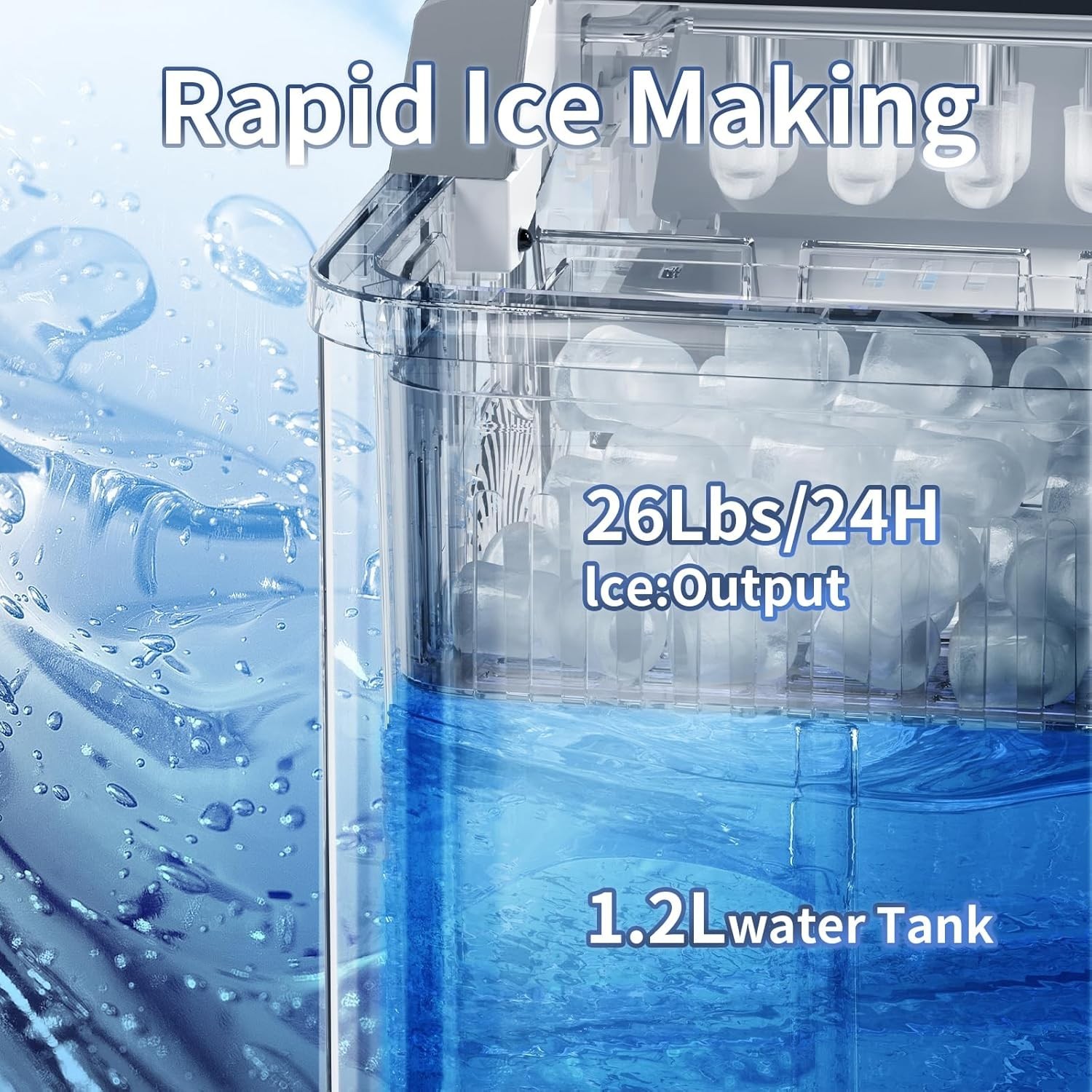 Ice Maker Countertop with Auto-Cleaning, 26Lbs/24Hrs, 9 Cubes in 6 Mins gallery