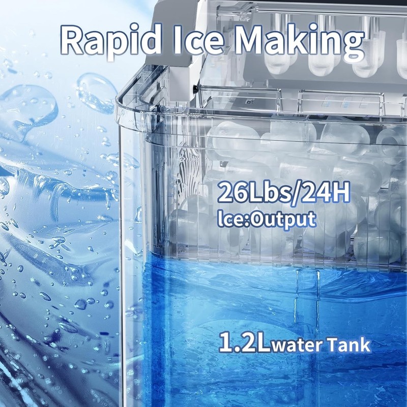 Ice Maker Countertop with Auto-Cleaning, 26Lbs/24Hrs, 9 Cubes in 6 Mins gallery