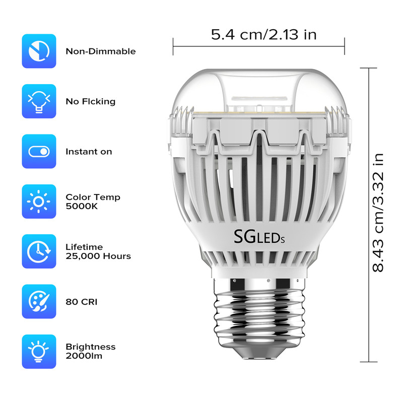 4 Pack Energy Saving LED Light Bulbs 15W=130W 2000lm 5000K Clear White E26 SANSI gallery
