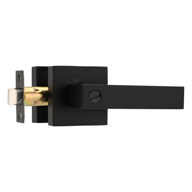 4x Universal Matte Black Square Door Lever Handle Privacy Passage Interior Lock gallery