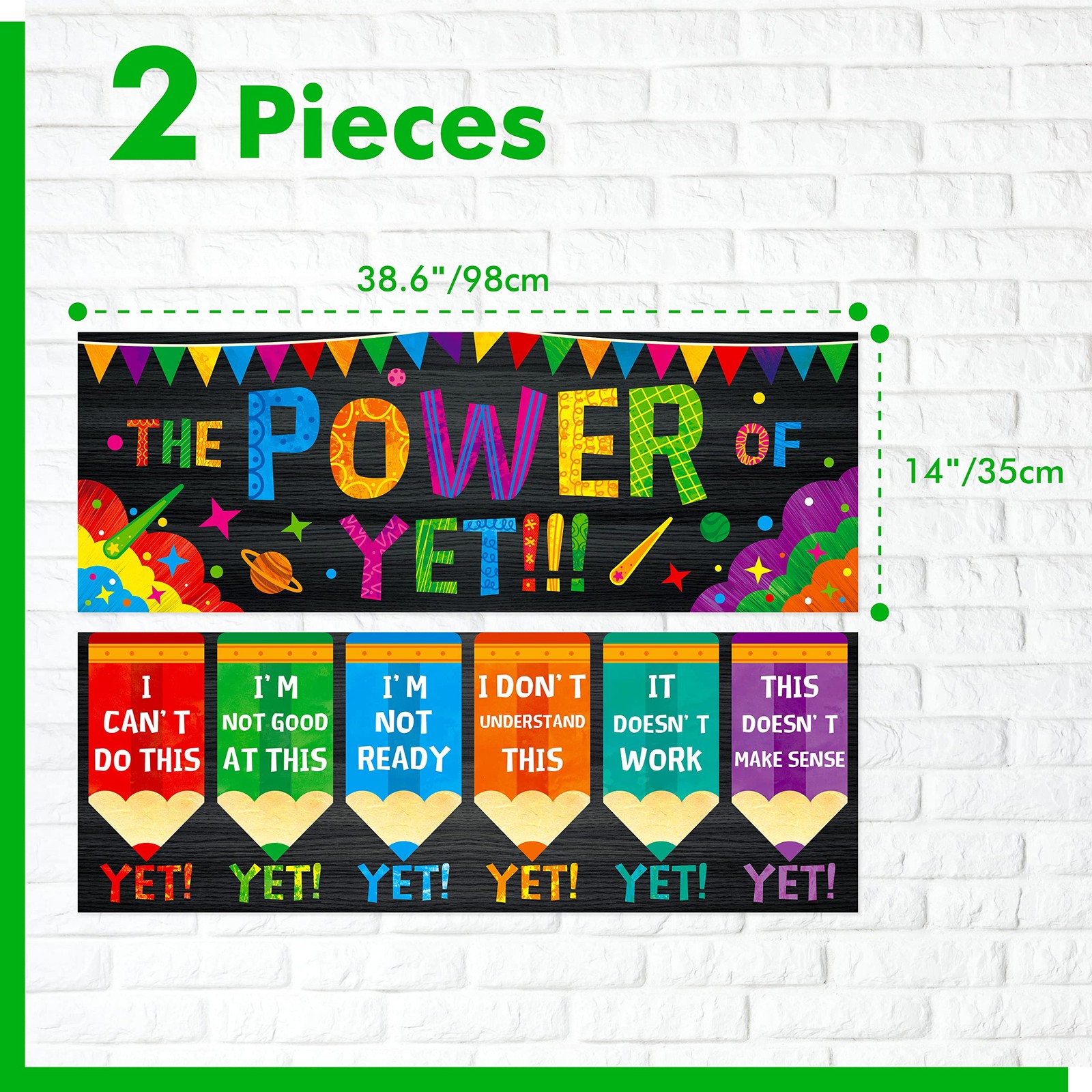 Classroom Banner Poster 2 PCS Encouragement Bulletin Board Colorful gallery