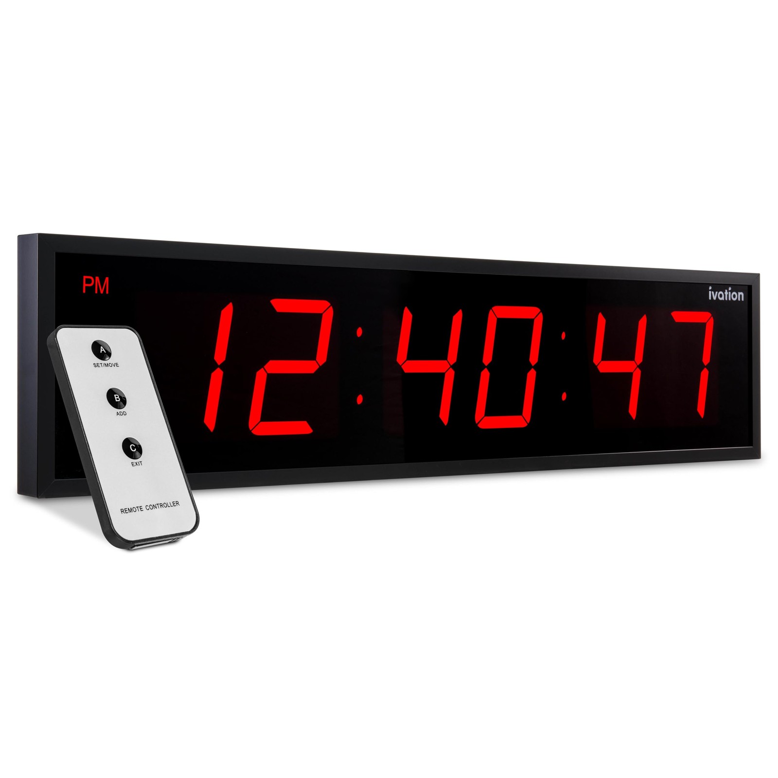 Ivation 30" Large Digital Clock, 6-Level Brightness, LED Wall Clock, Red gallery